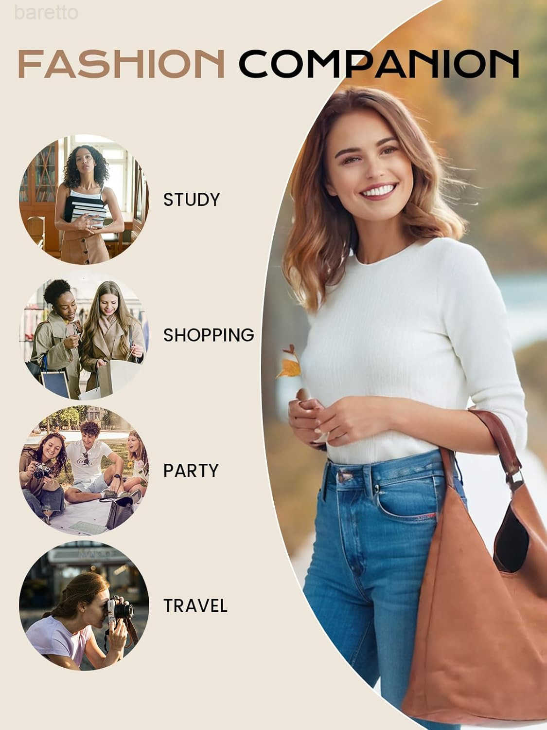 Suede Bag for Women Hobo Tote Bags Stylish Durable Leather Handbag Ideal for Fall Adventures Outdoor M250903