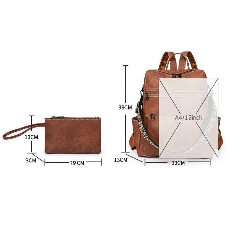 Lightweight Girls Retro Fashion Multipurpose Women's Backpack Large Capacity Leisure Travel Dual-Purpose Shoulder Bag