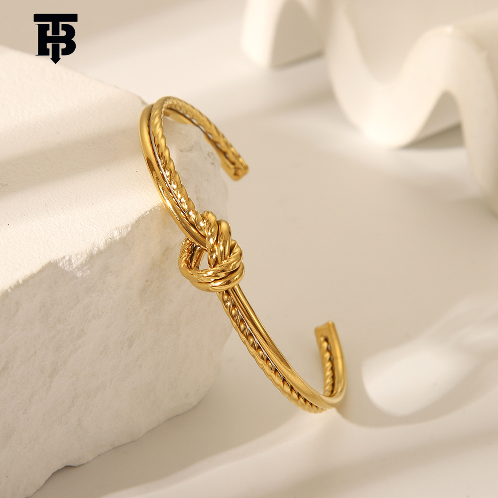 TB BHULAMTE New Designer Jewelry Bracelet Ladies' Knot Twist-open Bracelet, Outdoor Sports Niche Design Simple Style Bracelet Jewelry