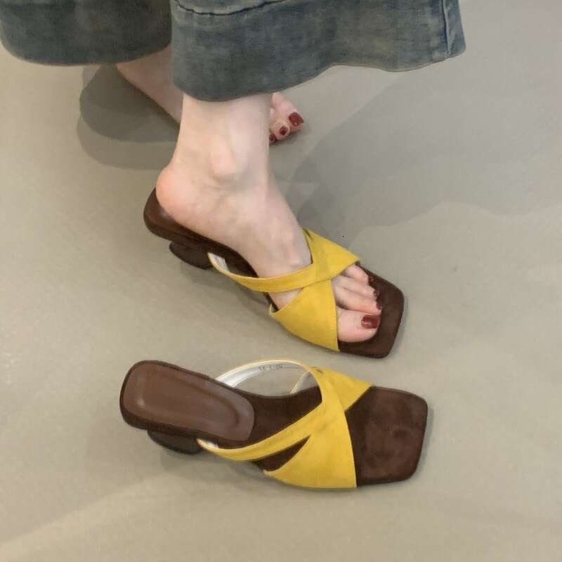 Summer 2025 French Style Leopard Print Cross Wedge High Heel One-Strap Sandals for Women Designer Shoe with Unique Design