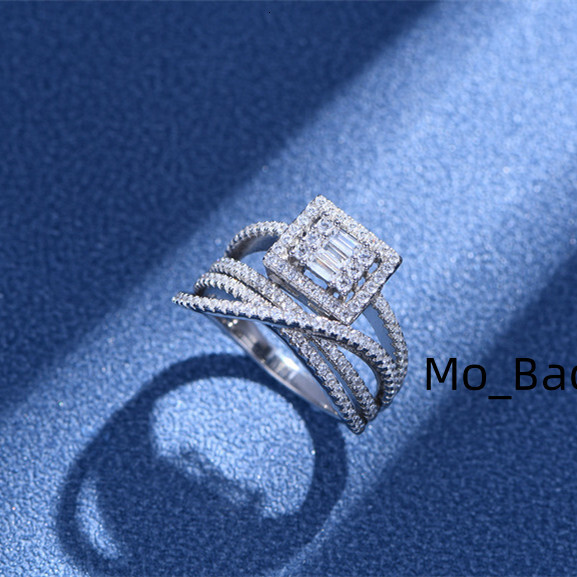 Customized Sterling Silver 925 Wedding Ring Classic Full Diamond Sterling Silver Zircon Luxury Rings for Women