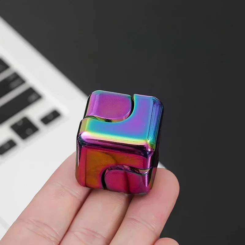 Metal Cube Rotating Fingertip Gyroscope Fidget Anti Stress Toys Adult Office Home Travel Portable Spinner Toys Christmas Gifts 250903