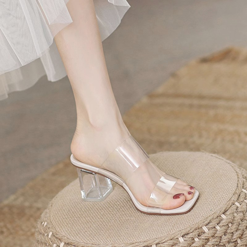 Fashion Forward Glasslike Open Toe Stilettos Elegant Evening Shoes For Sophisticated Feet