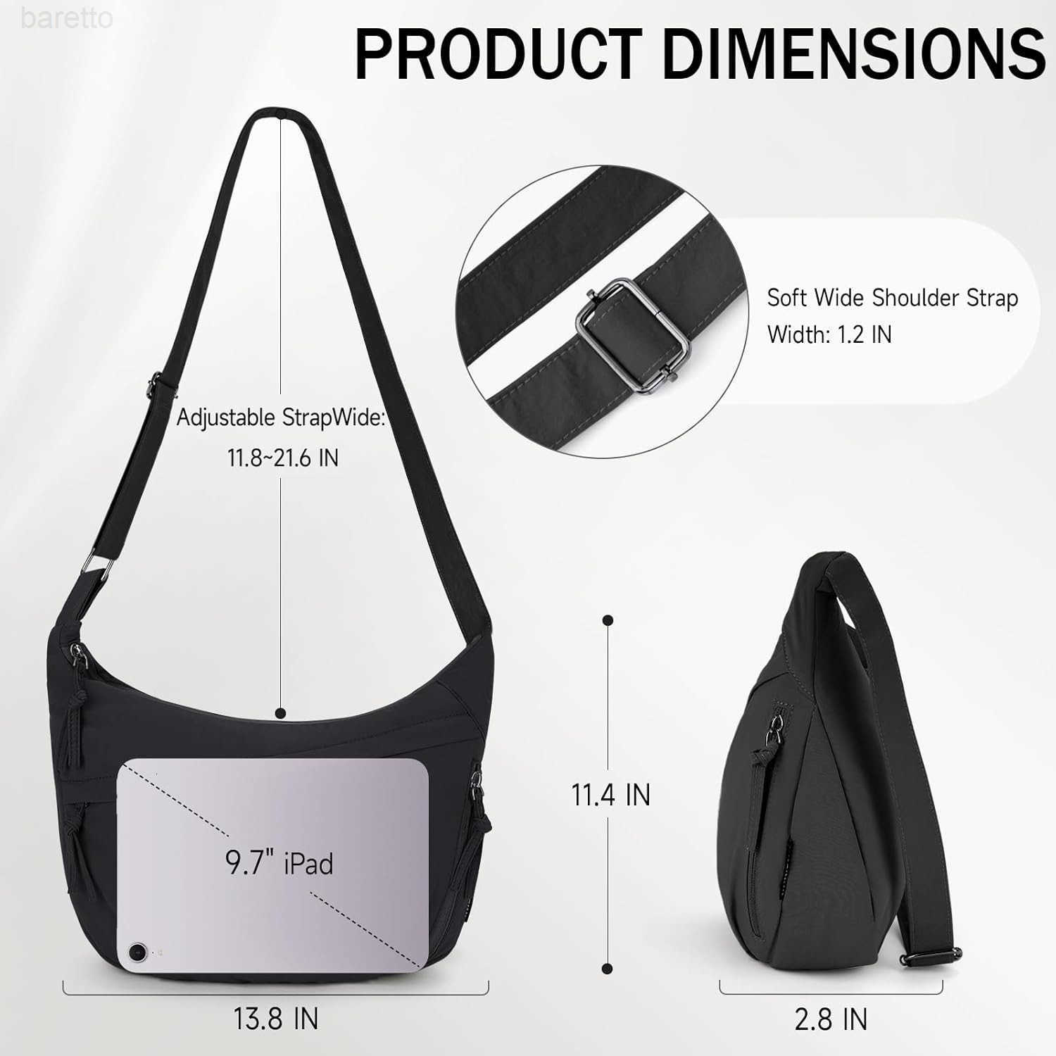 Polyester Crescent Casual Crossbody Bag for Women Shoulder Tote Handbag Sling Dumpling Purse Bag for Outdoor Travel M250903