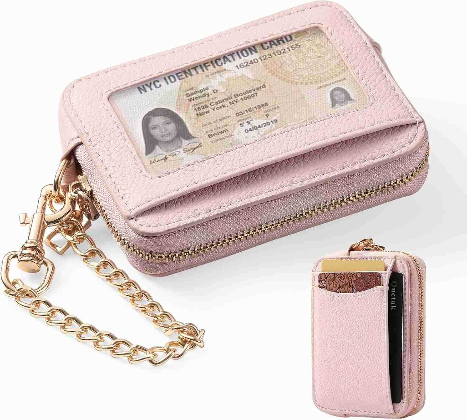 Zip Card Case Keychain Wallet Card Holder Purse Black C260116