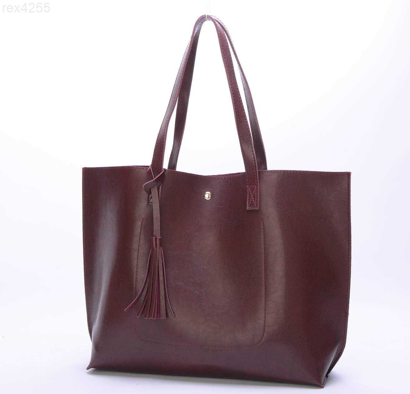 Women Tote Bags Top Handle Satchel Handbags PU Faux Leather Tote Bag with Tassel Shoulder PurseW250903