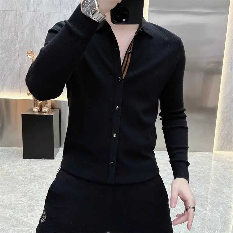 Spring Fashion New Luxury Men Shirts England Style Long Sleeve Slim Casual Business Contrast Color Inglebreasted Allmatch Tops X250903