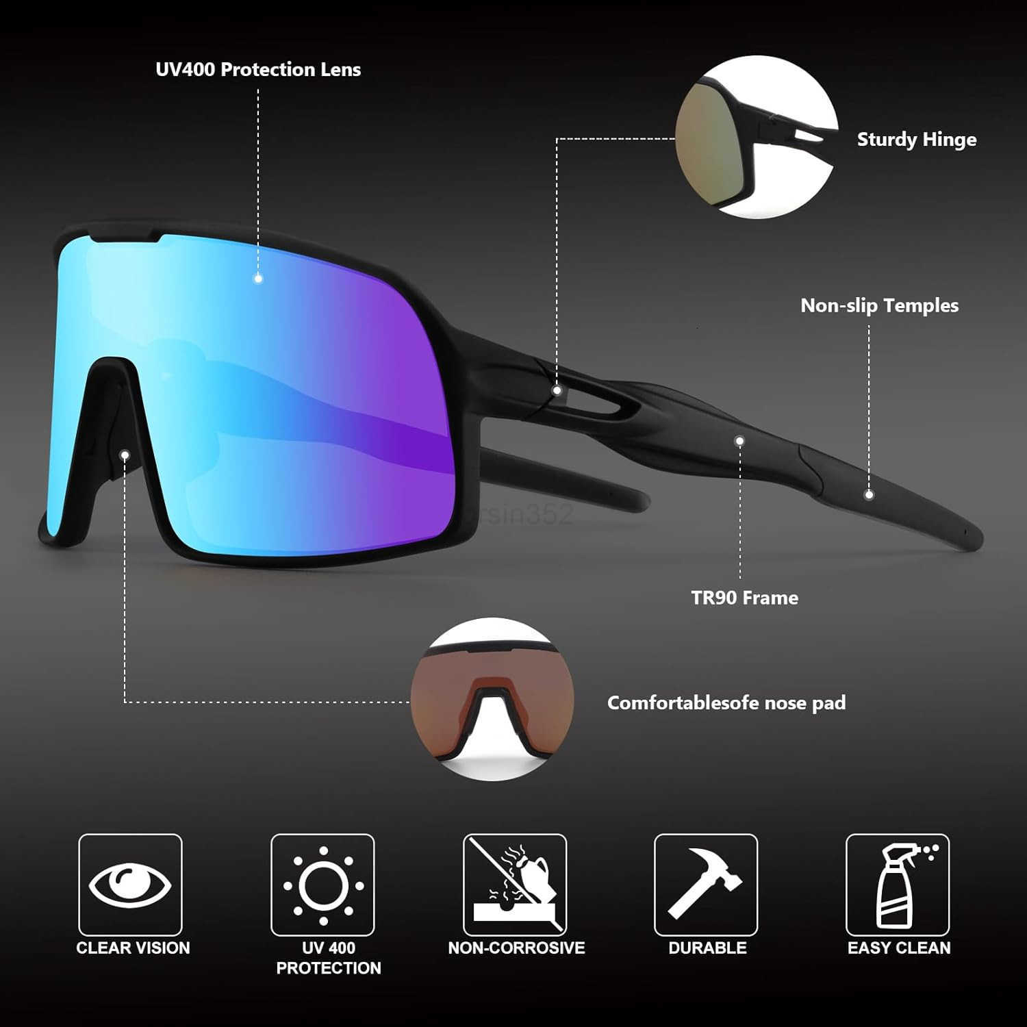Polarized Cycling Glasses Sports Sunglasses UV400 Protection Men Women Running Fishing Driving Baseball GlassesW250903