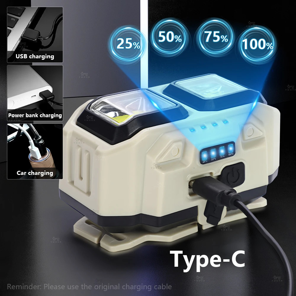 Super Bright Headlamp 1000LM USB C Rechargeable Mining Safety Head Torch Red Light Mode Running Emergency Tiltable 250902