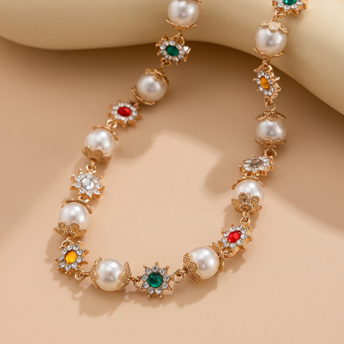SHIXIN Pearl Beads Choker Necklace for Women Bridal Elegant Rhinestone Collar Chain Wedding Jewelry on the Neck 250902