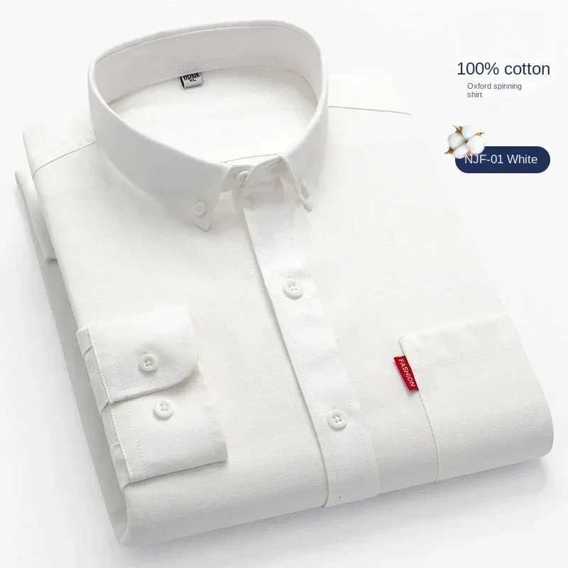 Classic Solid Color Casual Long Sleeve Shirt Men Oxford 100 Cotton Long Sleeve Shirt for Men Soft Cozy Formal White Shirt X250903