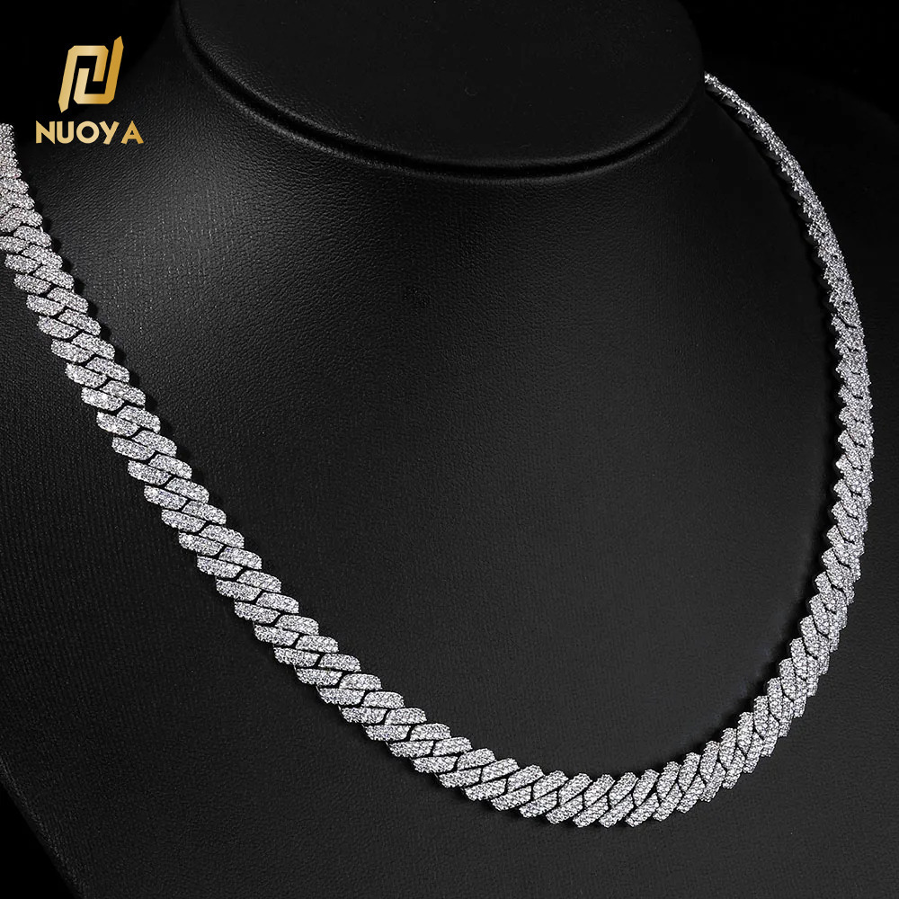 NUOYA Luxury Double Row Cuban Necklace 8mm 18K Gold Plated Flip Button Design Iced Out Diamond Hip Hop Fine Jewelry