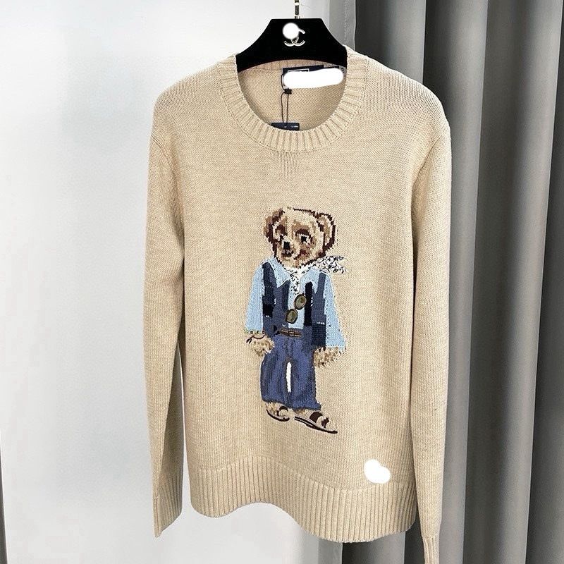Womens Sweaters Unisex Sweater Mens Sweater Long Slve Bear Pattern Solid Color Casual Knitted Hoodie S-XL T251201