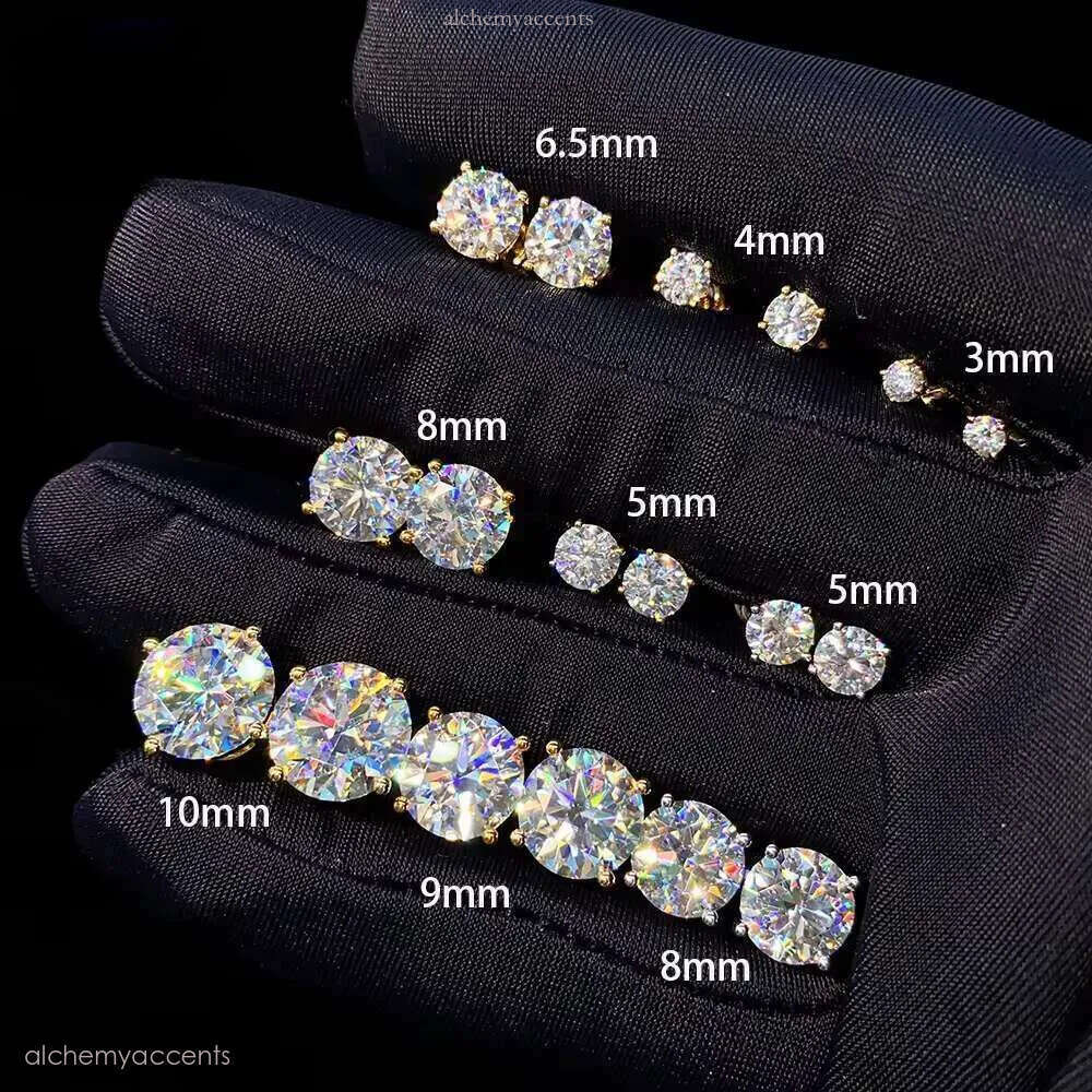 Hot Selling Top Quality Stud Earring Pass Dia Tester Screw Back Hip Hop 10k Solid Gold Earrings Moissanite Jewelry