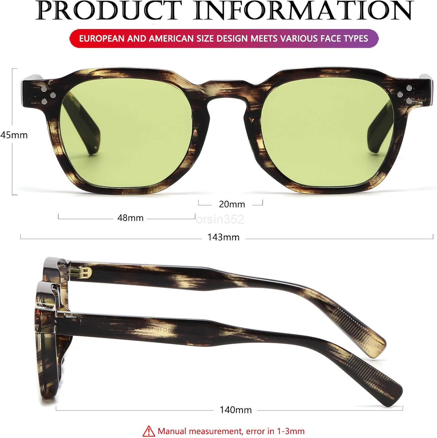 Retro Sunglasses for Womens Mens Square Thick Framed Shades Trendy Vintage Sun GlassesW250903