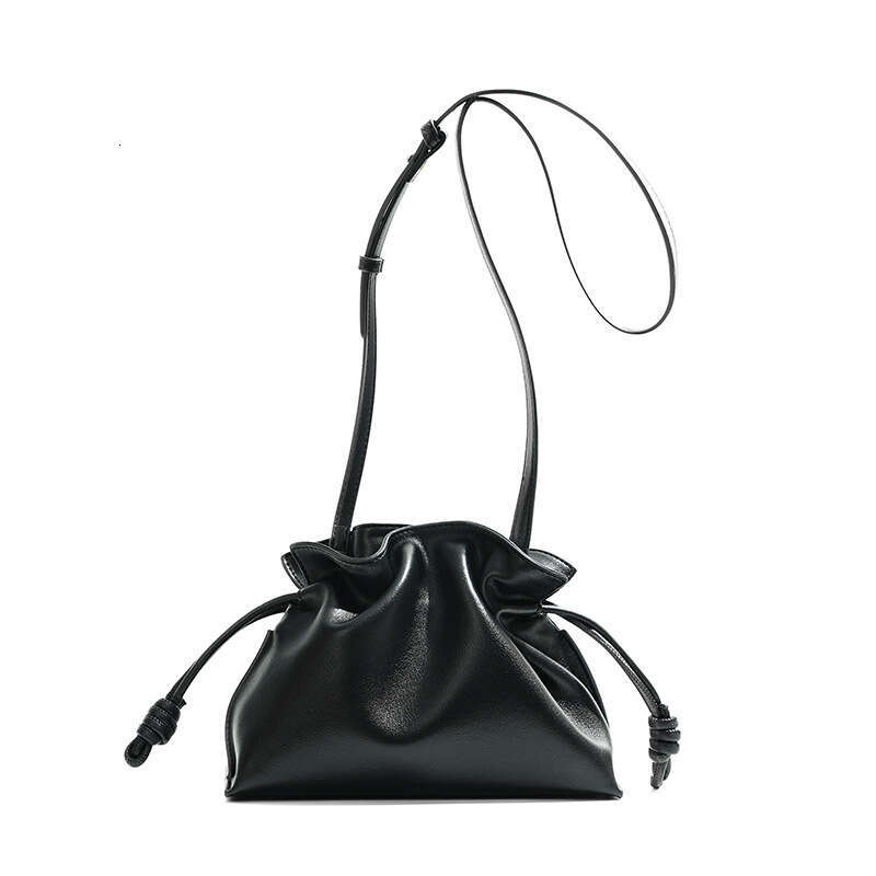 2025 Winter Fashion Fortune Cloud Bag Women's Genuine Leather Drawstring Small Bucket Bag Single Shoulder Crossbody Bag Brown White Black Green A