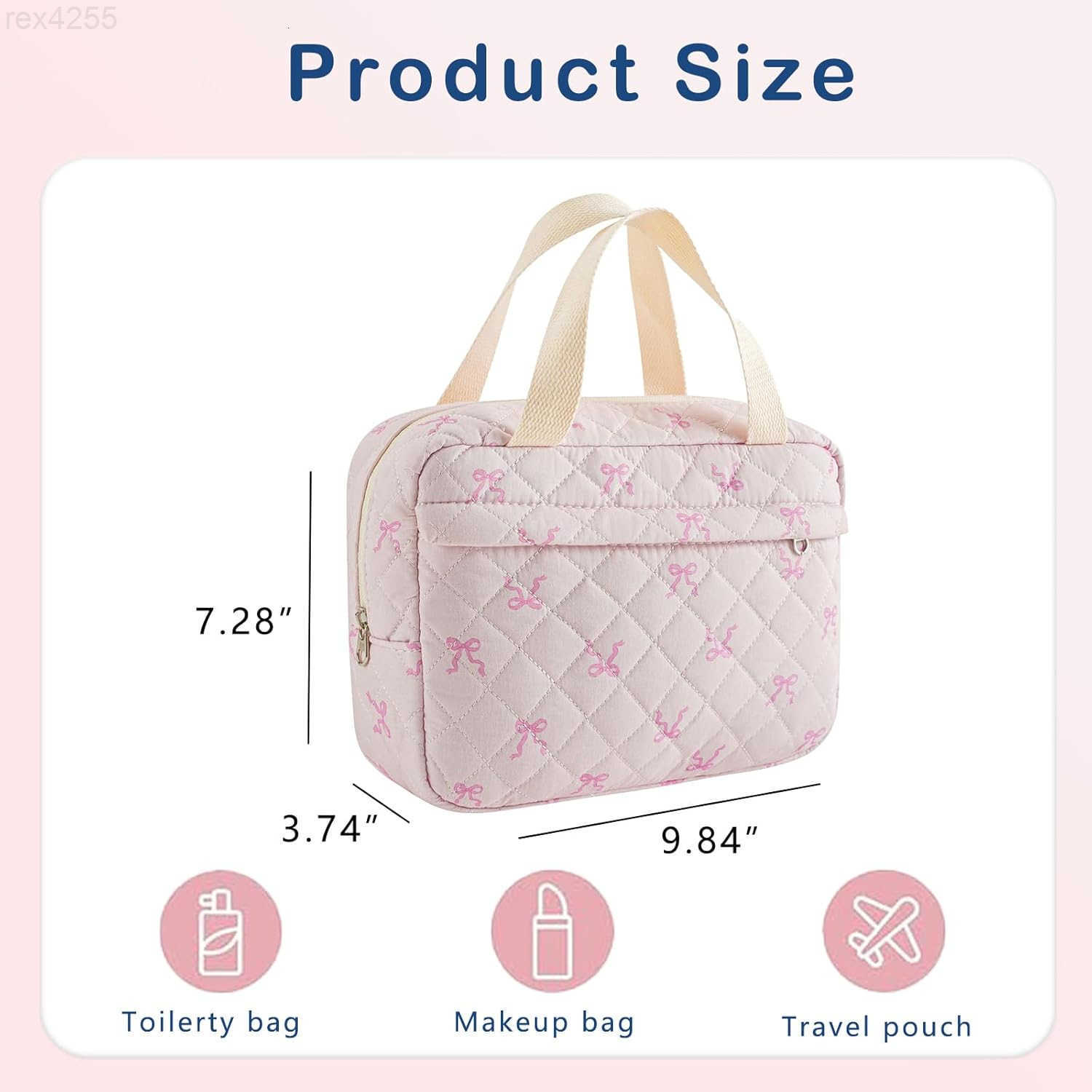 Large Size Quilted Coquette Makeup Bag Cute Preppy Floral Cotton Travel Cosmetic Organizer Bag with Top Handle MultiLayer Travel Toiletry Pouch for Gi