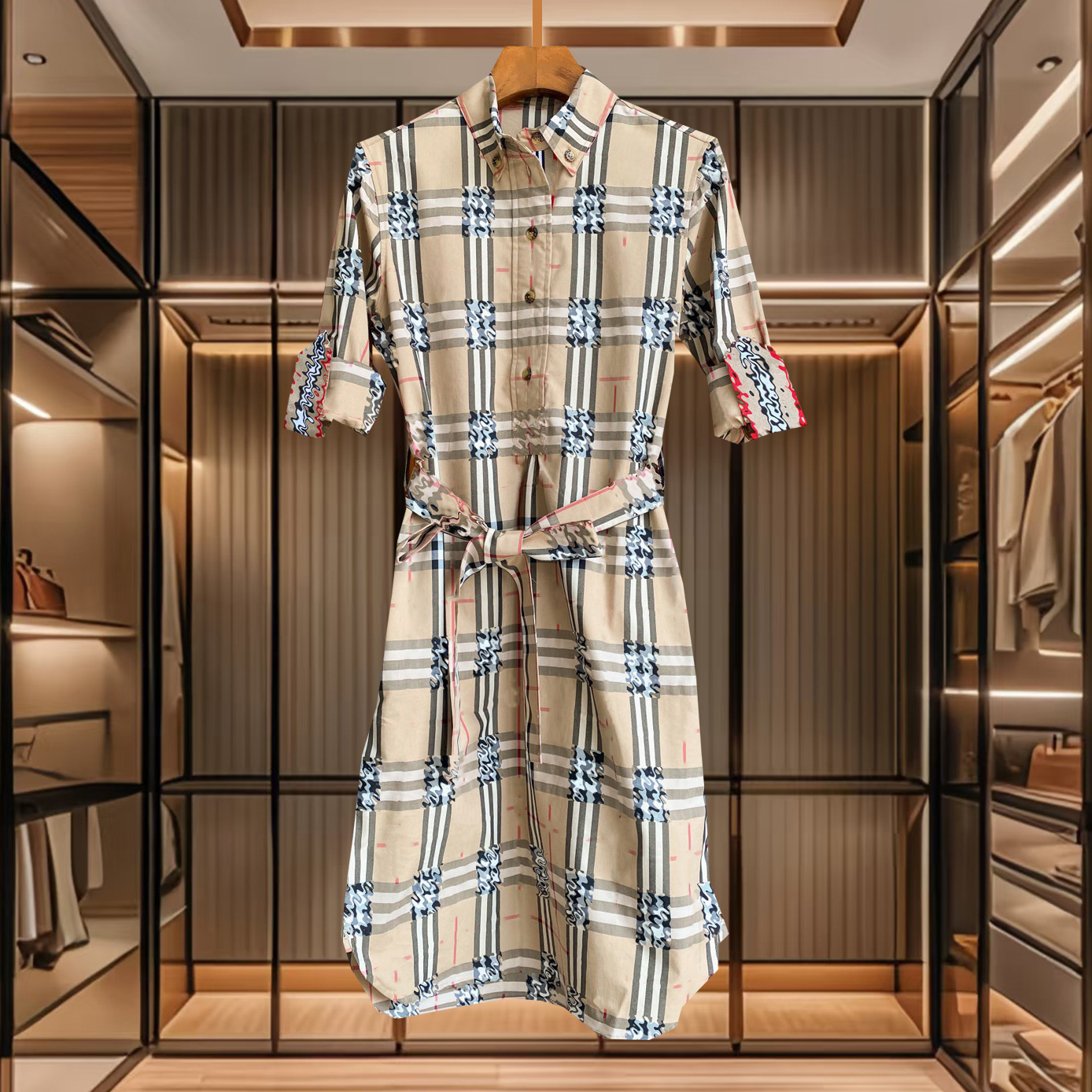 high quality dress classic dress minimalist dress designer summer plaid basic casual dress womens luxury dress