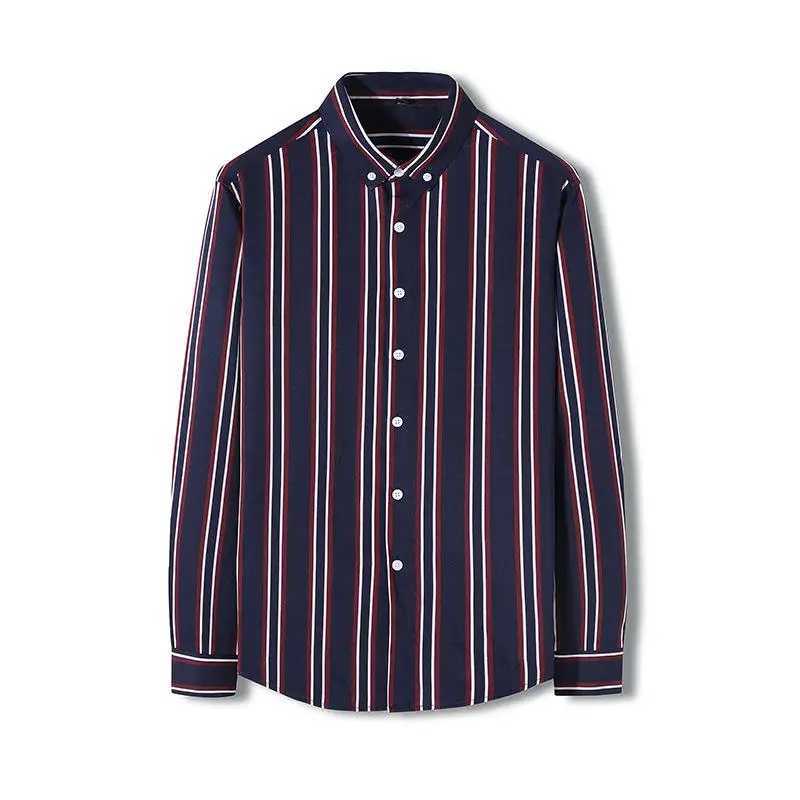 Spring new mens shirt 3d print stripe business print long sleeve casual shirt mens fashion formal lapel button down shirt X250903