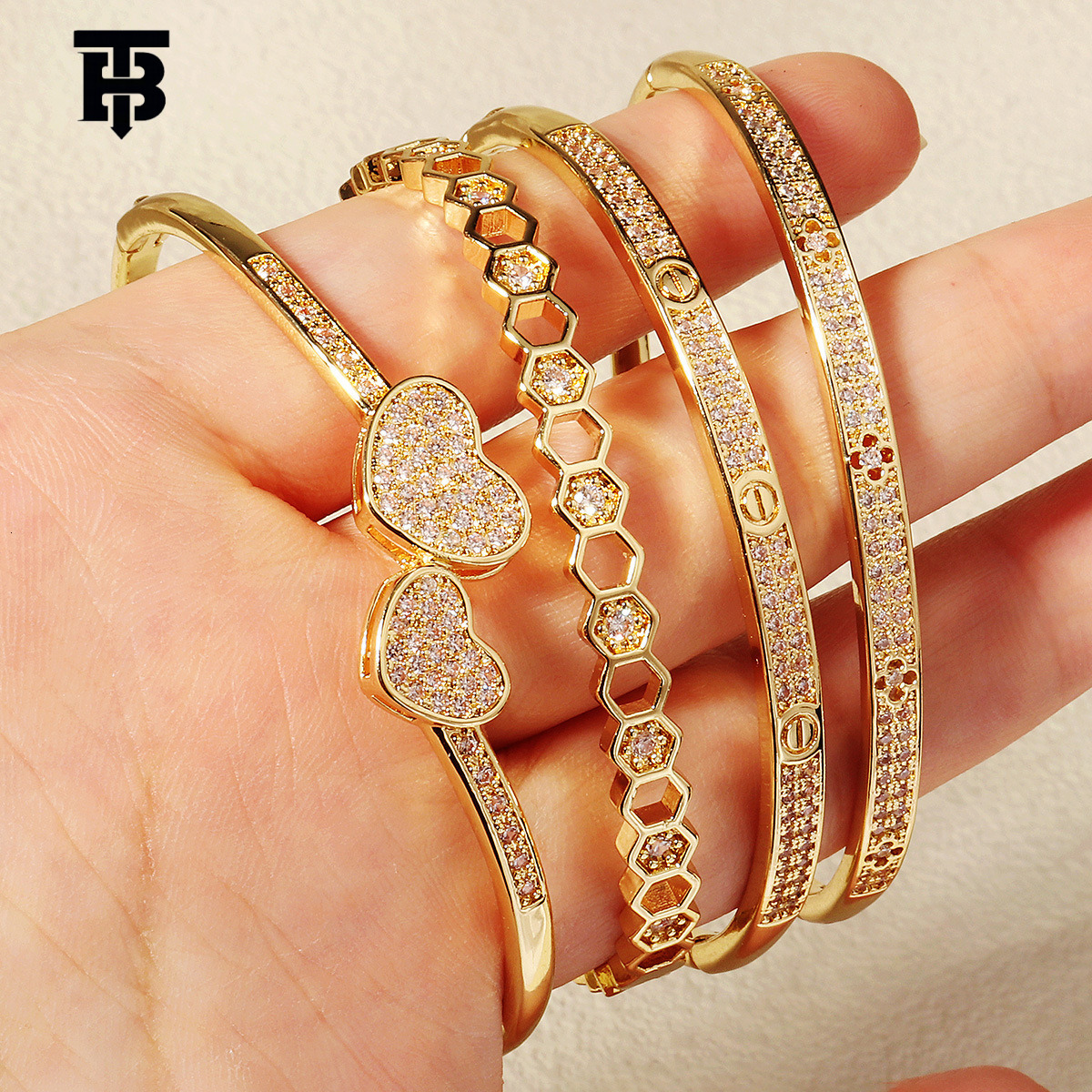 TB BHULAMTE Designer Women's Fashion Buckle Bracelet Micro-inlaid Full Diamond Design Sense Women's Wristband Popular And Best-selling Niche