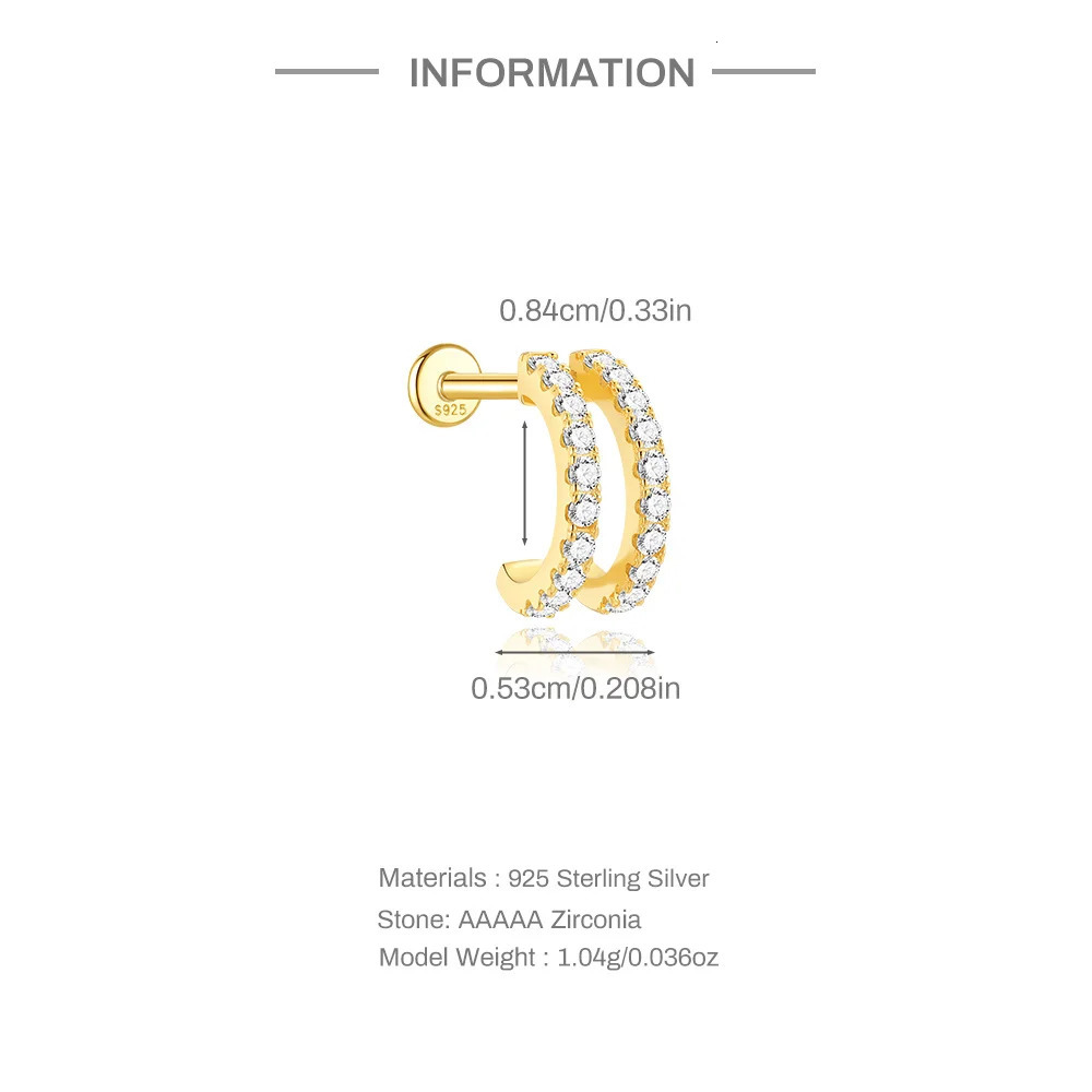 AIDE 925 Sterling Silver Single Shiny Zircon Piercing Stud Earring for Women Ear Studs Cartilage Ear Bone Body Fine Jewelry 1pc 250902