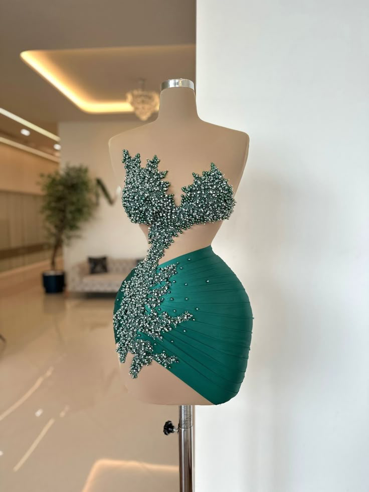 Chic Hunter Greem Sheath Cocktail Dress Satiin Peals Beaded Sweetheart Short Mini Graduation Homecoming Dresses For Special Occasions Sweetheart Gowns
