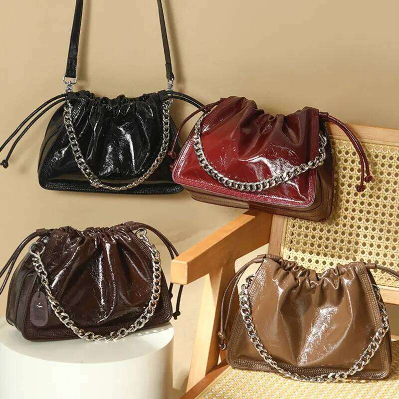 New Women's Genuine Leather Designer Women Shoulder Bag Wrinkled Cowhide Crossbody Bags Fashion Handbags 8816