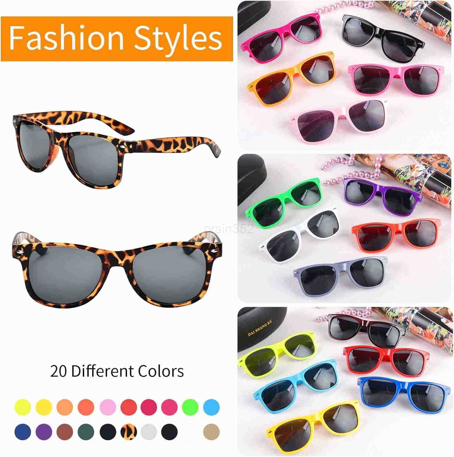 20 Pairs Bulk Sunglasses for Adult Retro 70s 90s Cheap Glasses for Party Supplies BlackW250903