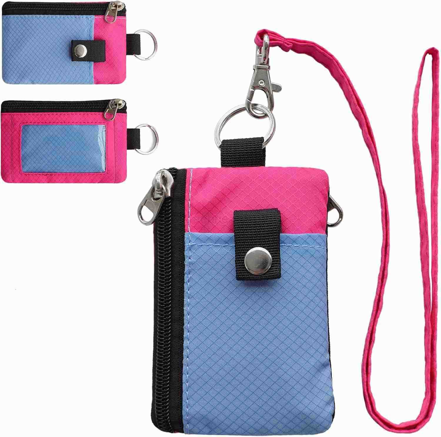 Minimalist RFID Blocking Small Wallet with ID WindowWaterResistant Zip Id Case Wallet with Lanyard Keychain for CardsCashTravelWomenMen GreenOnionDar 