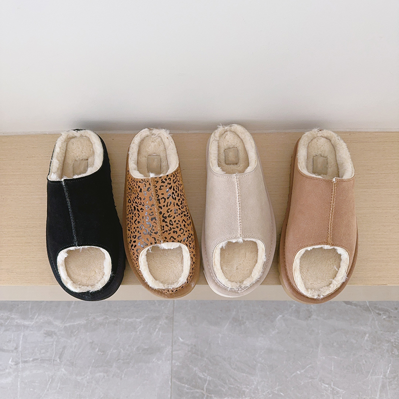 Womens Greenport Slide Designer Tasman Slippers Leopard Fashion Peep Toe Flats Winter House Slipper Fur Slides Genuine Leather Ansley Loafers EU44