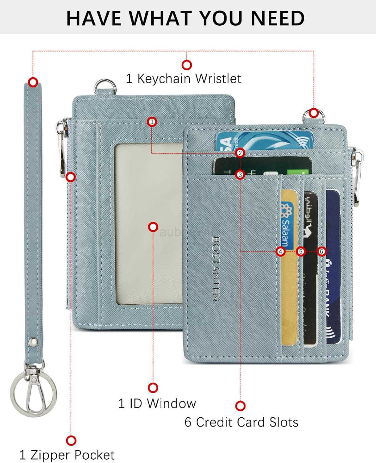 Small Wallet For Women RFID Leather CARD Holder Slim Wristlet Keychain Wallet With Zipper Pocket M250904