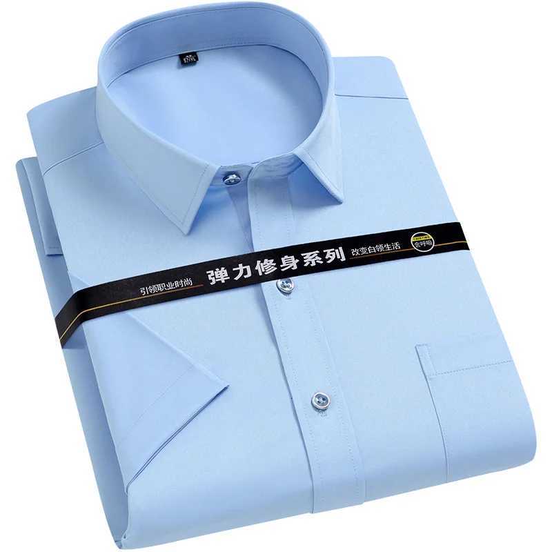 Men Short Sleeve Dress Shirt Non Iron Solid Color Basic Business Social Stretch Summer Fashion Comfortable Formal Shirts Regular X250903