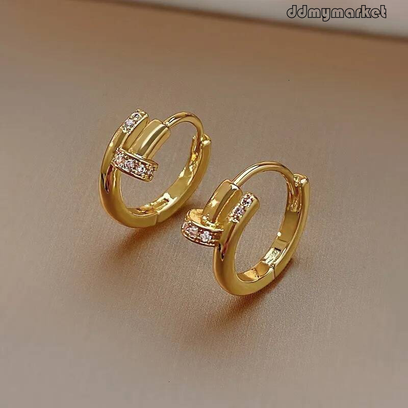 Gold Cubic Zirconia Hoop Earrings - Rhinestone Cartilage Ear Piercing for Women & Girls ddmymarket