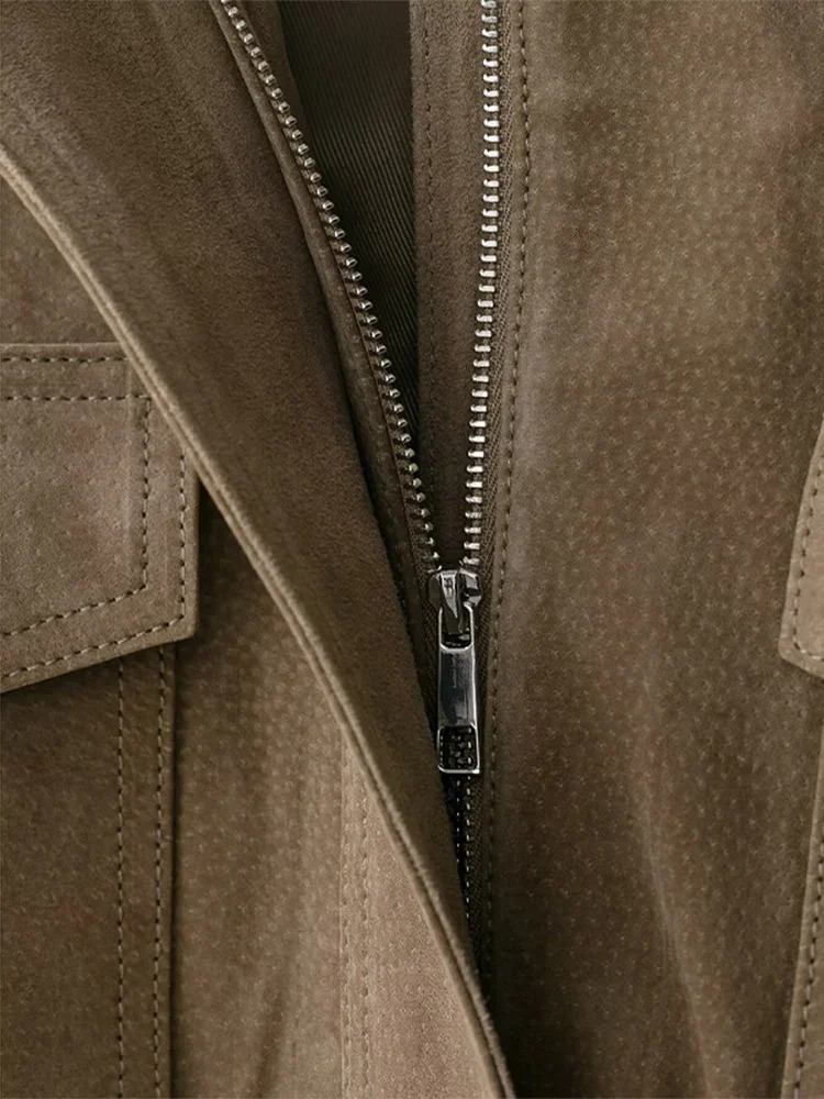 Casual Solid Suede Jackets Women Street Stand Collar Full Sleeve Zippers Loose Coats Female 2025 Autumn Fashion Lady Jacket 250903
