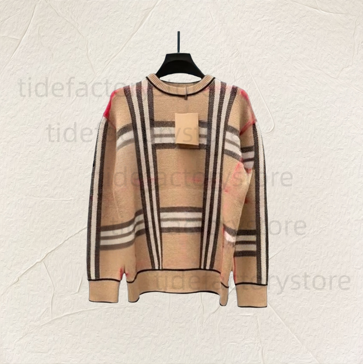 Knitted sweater Men sweater Top designer Luxury Casual Loose pull plaid pattern Mens Women Sweaters O Neck Long Sleeve Jumper 2025