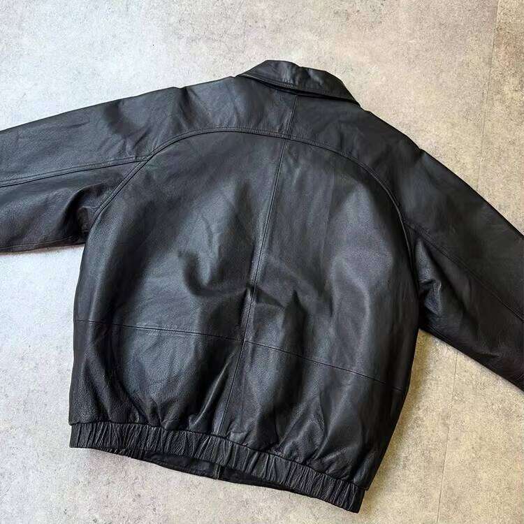 Logo Cut Windbreaker Fashion Blank Zipper Square Fit Streetwear Leather Casual Jacket for Men