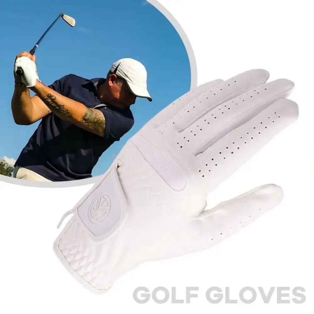 Sheepskin Mens Sports Golf Glove Breathable Single Left Hand Leather Golfing Glove White Maximum Grip Golf Gloves Male 250902