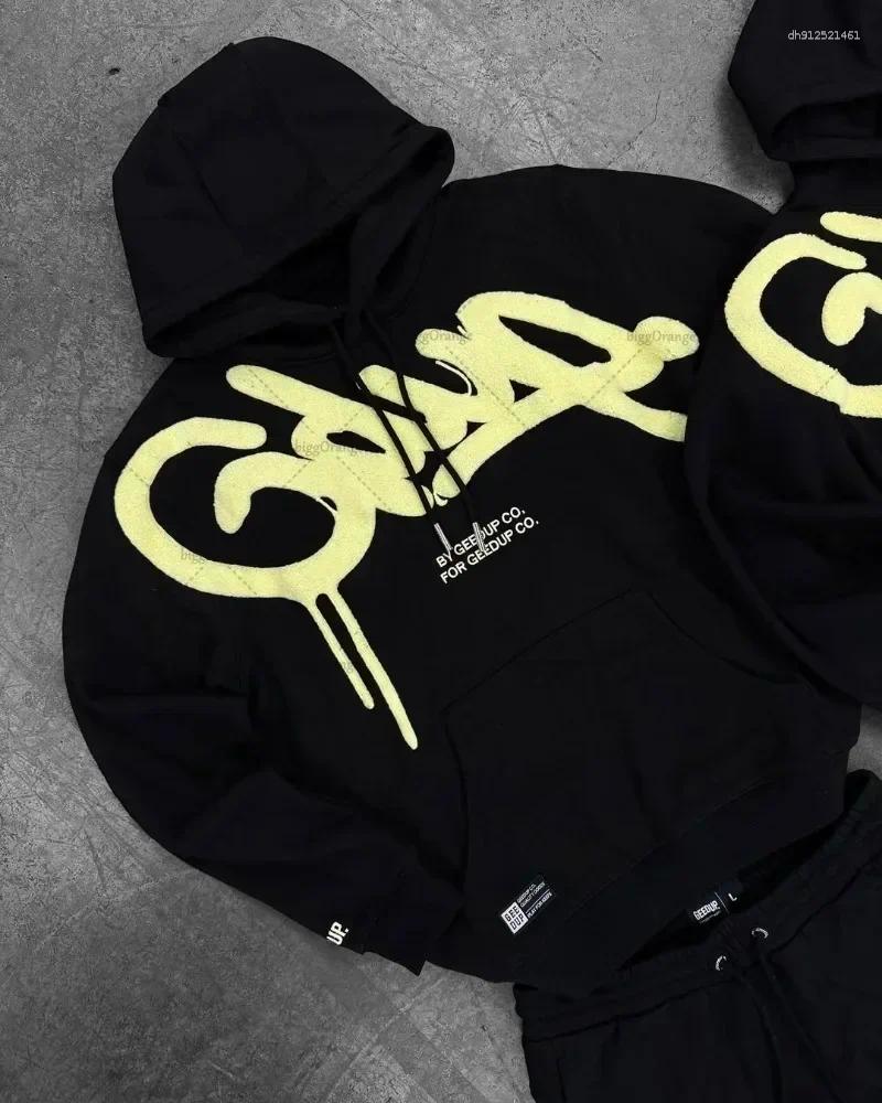 Men's Hoodies GEEDUP Hoodie Hip Hop Letter Printing Embroidery Fashion Retro Harajuku Gothic Super Sports Punk Casual Wear