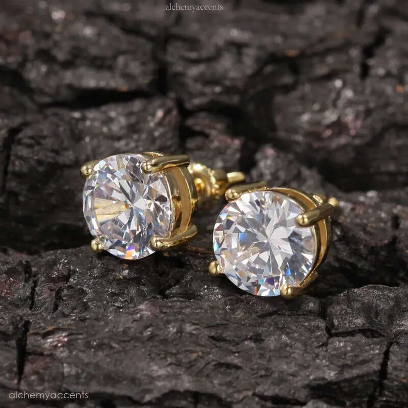 Plated gold for woman stylish man earring rock popular stud delicate unique moissanite earrings womens valentine's day gifts dd0129