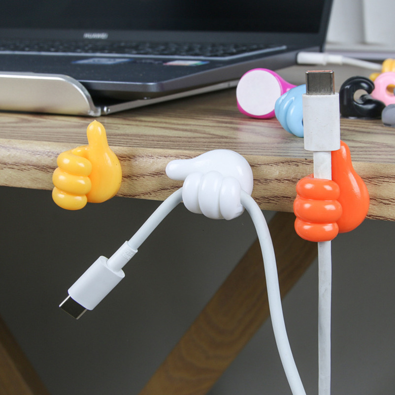 Thumb hook cable hub data cable storage fixed cable organizer desktop organizing creative cute thumb sticky hooks hot-sale