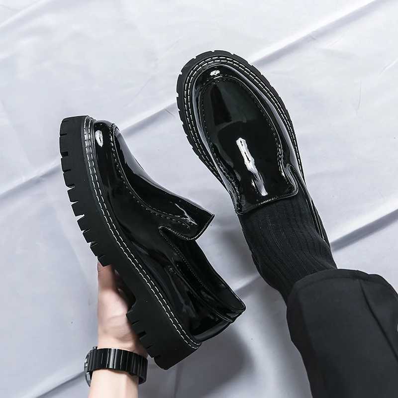 Patent Leather Platform Shoes Loafers Shoes Men Thicksoled Wedding Shoes Black Formal Business Shoes Slipon Leather Increase Y250903