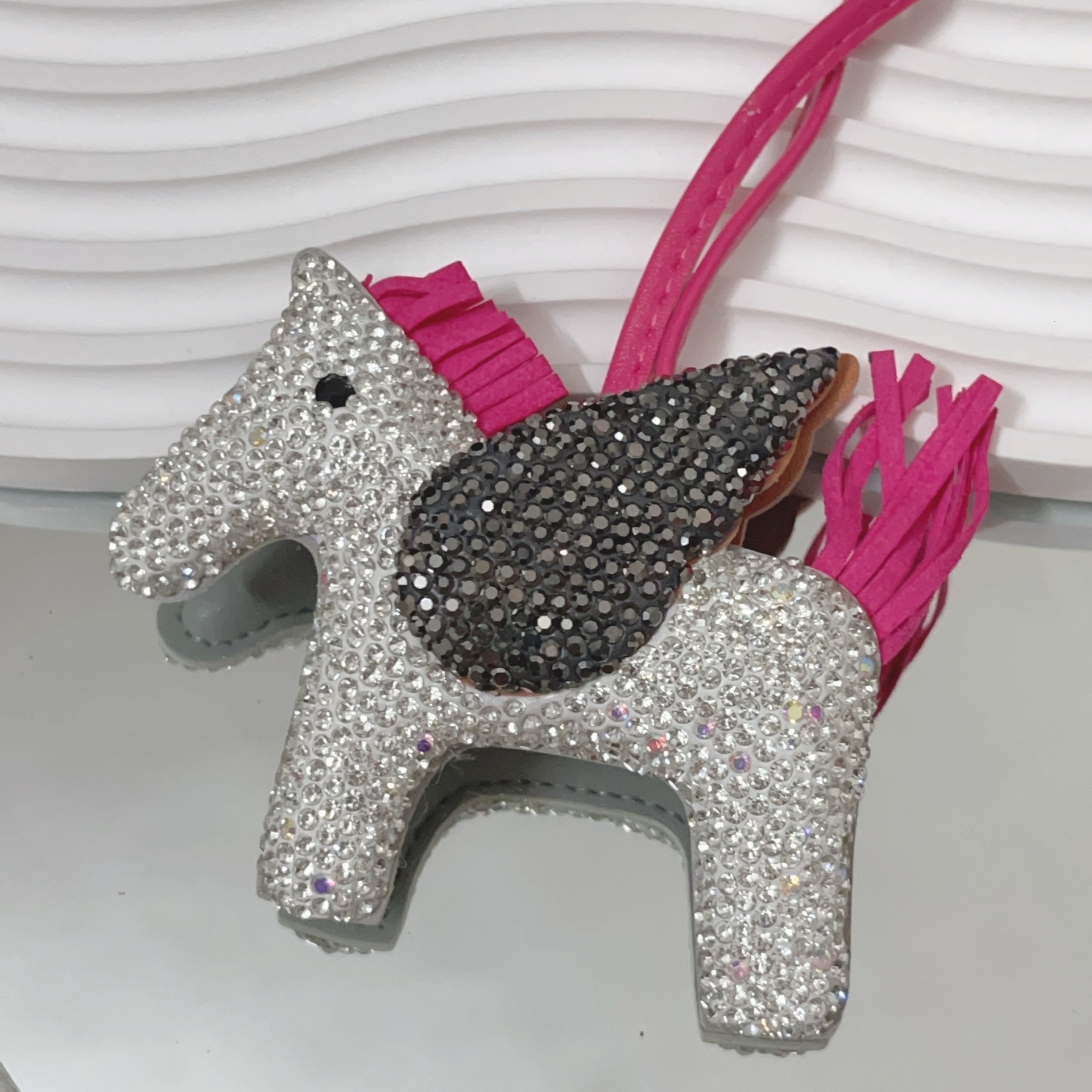 Rhinestone Little Pegasus Leather Pony Bag Pendant Angel Horse Keychain Creative Accessory