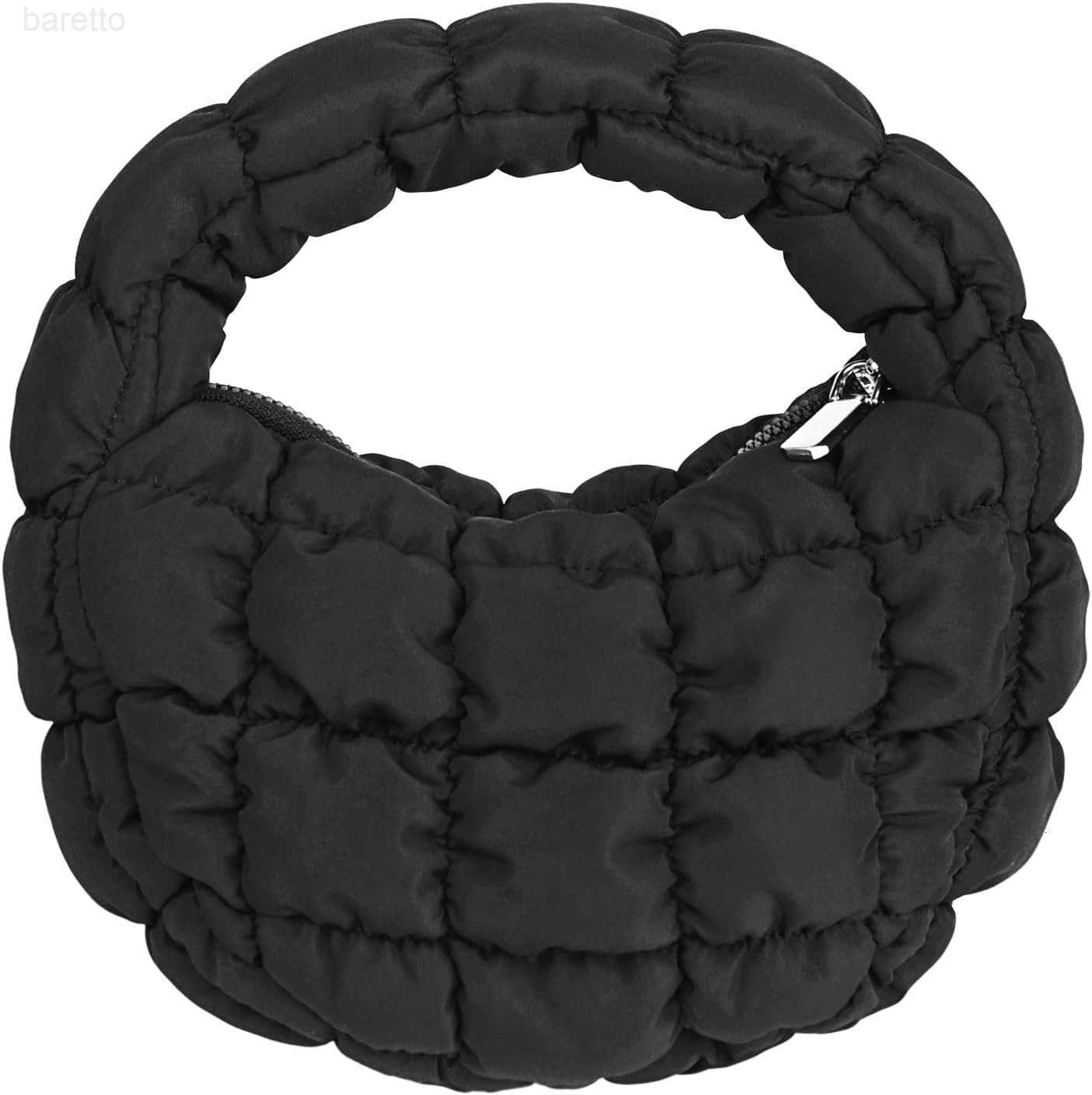 carrotez Small Quilted Crescent Bag for Women Mini Puffer Purse Puffy Bubble Bag Black M250903