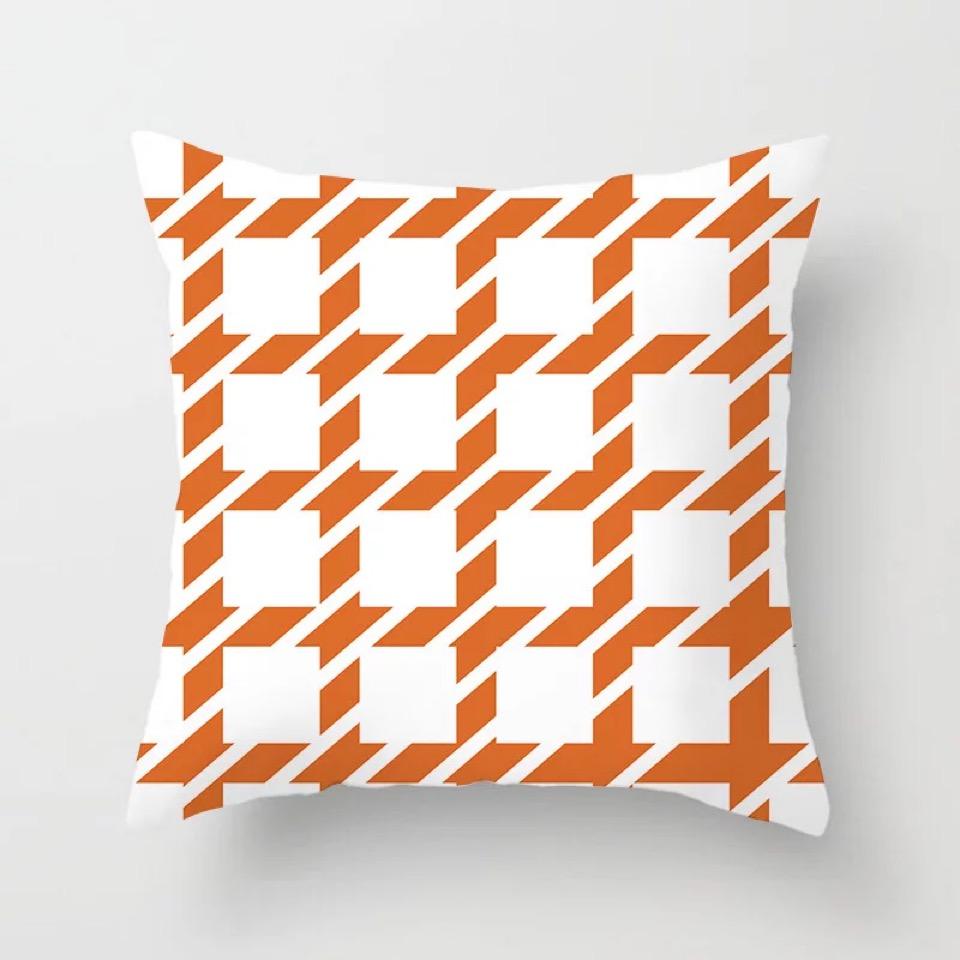 Luxury Designer Orange Color Geometric Cushion Covers Horse Pattern Modern Nordic Fashion Simple Pillow Covers Decorative Livingroom Sofa Couch