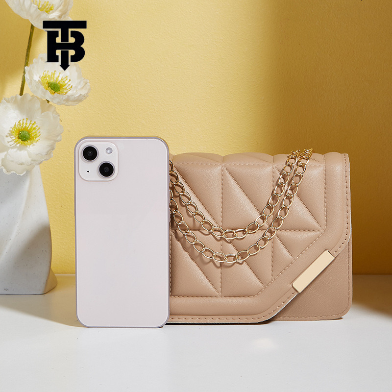 TB BHULAMTE Designer Triangular Quilted Embroidered Small Square Bag 2025 New Fashion Solid Color Sequined Decorated Magnetic Clasp Chain Crossbody Ba