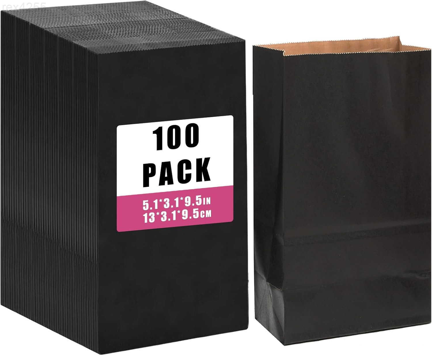 qiqee 100Pcs Treat Paper Bags 51x31x94 Inches Black Small Party Gift Bag Mini Snack Bag without HandleW250903