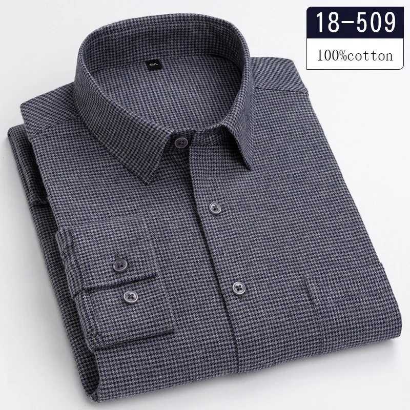 Luxury highquality100cotton houndstooth full shirts for men slim fit Casual shirt longsleeve plaid soft designer clothes ropa X250903