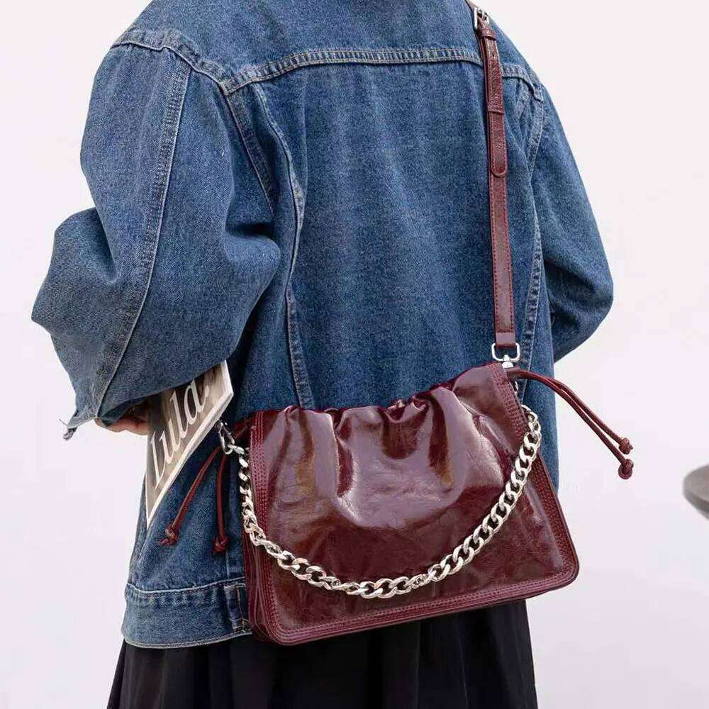 New Women's Genuine Leather Designer Women Shoulder Bag Wrinkled Cowhide Crossbody Bags Fashion Handbags 8816