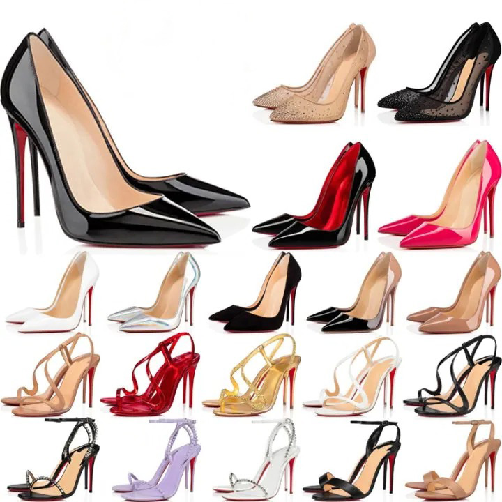 Designer Heel Red Sole Womens Shoes Wedge Luxury Pump Peep-toes Sexy Pointed Toe Platform Sandals Women's High Heels Red Shiny Shoe