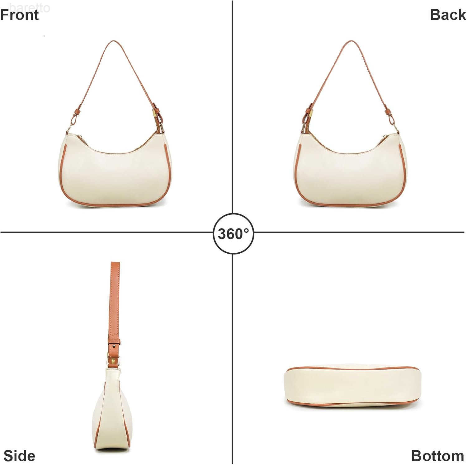 Shoulder Bag for Women Cute Hobo Tote Handbag Crescent Bag PU Leather Underarm Clutch Purse with Zipper Closure M250903